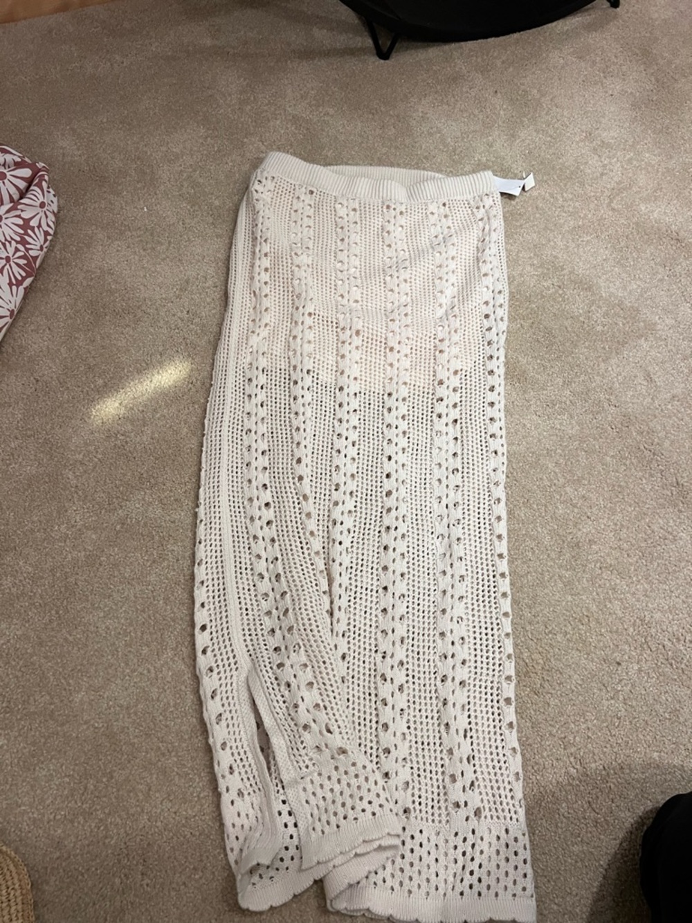 Olive & Oak Cream Crochet Maxi Skirt